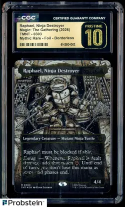 2026 MTG TMNT Mythic Rare Gold Signature Raphael Ninja Destroyer CCG 10 PRISTINE - Image 1