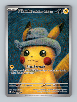 Pikachu with Grey Felt Hat Near Mint+ Van Gogh Promo NM 085 Pokemon 2023 - Image 1