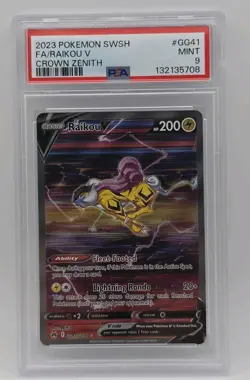 2023 POKEMON SWORD & SHIELD CROWN ZENITH #GG41 FULL ART/RAIKOU V PSA 9 - Image 1