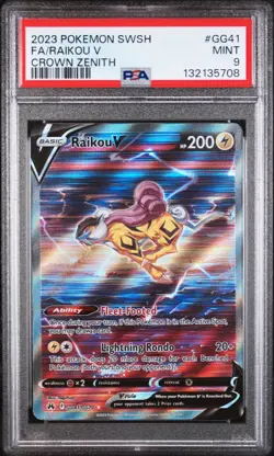 2023 POKEMON SWORD & SHIELD CROWN ZENITH #GG41 FULL ART/RAIKOU V PSA 9 - Image 3