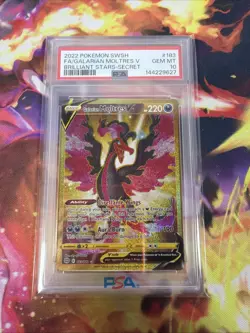 2022 POKEMON SWORD & SHIELD BRILLIANT STARS FULL ART/GALARIAN MOLTRES V PSA 10 - Image 1
