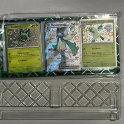 Pokemon TCG Meowscarada ex SVP076 077 078 Paldean Fates Promo Set With Holder - Image 2