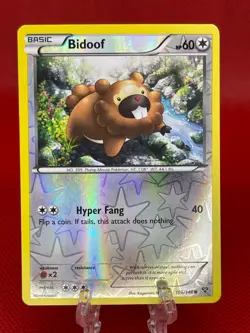 Pokemon TCG Bidoof 106/146 Reverse Holo X&Y Base Set XY English 2014 LP - Image 1