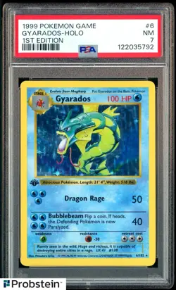 1999 Pokemon Game 1st Edition #6 Gyarados - Holo PSA 7 NM - Image 1