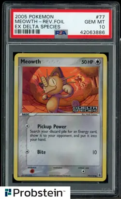 2005 Pokemon EX Delta Species #77 Meowth Reverse Foil PSA 10 GEM MINT - Image 1