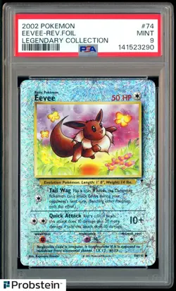 2002 Pokemon Legendary Collection #74 Eevee Reverse Foil PSA 9 MINT - Image 1