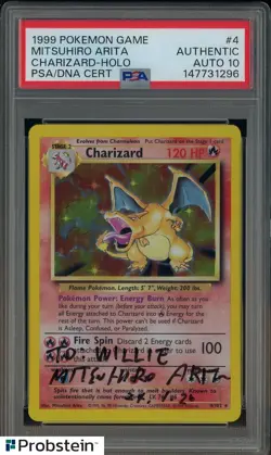 Mitsuhiro Arita Signed 1999 Pokemon Game #4 Charizard Holo PSA/DNA AUTO 10 - Image 1