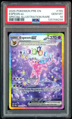 2025 Pokemon PRE EN #155 Espeon ex Special Illustration Rare PSA 10 GEM MINT - Image 1