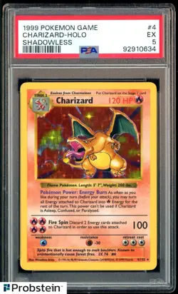1999 Pokemon Game Shadowless #4 Charizard Holo PSA 5 EX - Image 1