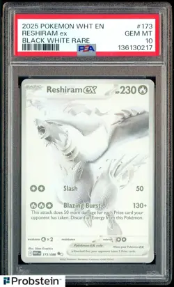 ​2025 Pokemon WHT EN Black White Rare #173 Reshiram Ex PSA 10 GEM MINT - Image 1