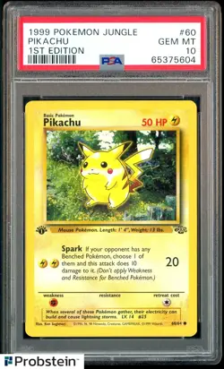 1999 Pokemon Jungle 1st Edition #60 Pikachu PSA 10 GEM MINT - Image 1