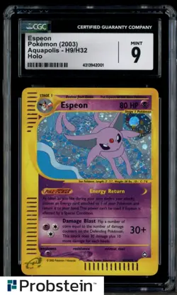 2003 Pokemon Aquapolis #H9/H32 Espeon Holo CGC 9 MINT - Image 1