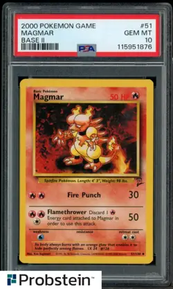 2000 Pokemon Game Base II #51 Magmar PSA 10 GEM MINT - Image 1