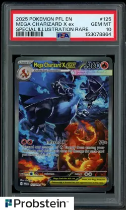 2025 POKEMON PFL EN-PHANTASMAL FLAMES #125 MEGA CHARIZARD X EX PSA 10 GEM MINT - Image 1