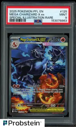 2025 POKEMON PFL EN-PHANTASMAL FLAMES #125 MEGA CHARIZARD X EX PSA 9 MINT - Image 1