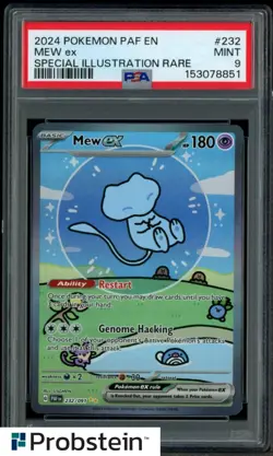 2024 Pokemon PAF EN Special Illustration Rare #232 Mew ex PSA 9 MINT - Image 1