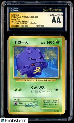 Yukina Suzuki Signed Sketched 1996 Pokemon JPN Koffing No Rarity CGC AA AUTO - Image 1