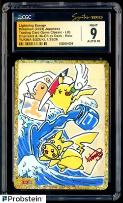 Yukina Suzuki Signed Sketch Pikachu Pokemon Lightning Energy 2023 CGC 9 AUTO 10 - Image 1