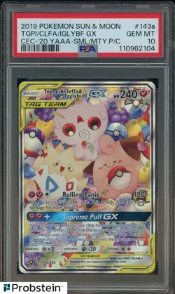 2019 Pokemon SM Pokemon Center #143a Togepi & Cleffa & Iggybuff GX PSA 10 - Image 1