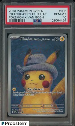 2023 Pokemon SVP EN Pokemon X Van Gogh #085 Pikachu with Grey Felt Hat PSA 10 - Image 1