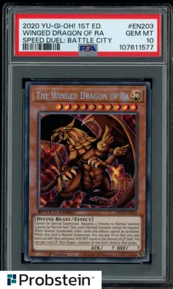 2020 Yu-Gi-Oh! Speed Duel Battle City #EN203 Winged Dragon of RA PSA 10 GEM MINT - Image 1