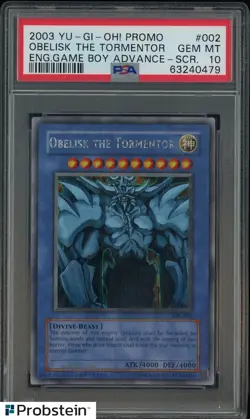 2003 Yu-Gi-Oh! Promo English Game Boy Advance Obelisk The Tormentor PSA 10 - Image 1