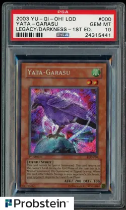 2003 YU-GI-OH! LOD-LEGACY OF DARKNESS #000 YATA-GARASU 1ST EDITION PSA 10 - Image 1