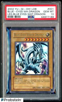 2002 Yu-Gi-Oh! LOB Legendary #001 Blue Eyes White Dragon PSA 10 GEM MINT - Image 1