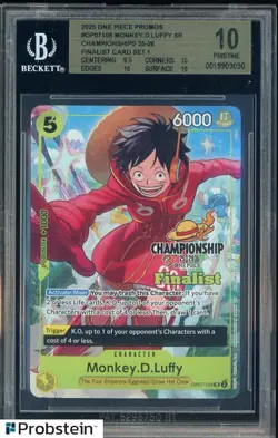 2025 ONE PIECE EN CS 25-26 FINALIST CHAMPIONSHIP OP07109 MONKEY D LUFFY BGS 10 - Image 1