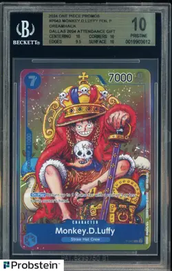 2024 One Piece Promos P043 Monkey D. Luffy Foil Dallas Attendance Gift BGS 10 - Image 1