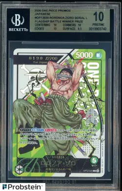 2026 One Piece Promo JPN Roronoa Zoro Serial Flagship Battle Winner Prize BGS 10 - Image 1