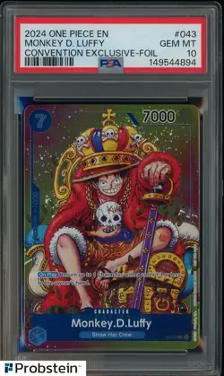 2024 One Piece EN Convention Exclusive Foil #043 Monkey D. Luffy PSA 10 GEM MINT - Image 1