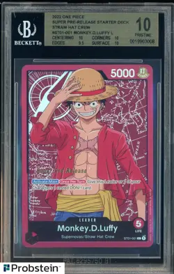 2022 One Piece Straw Hat EN Super Pre-Release #001 Monkey D. Luffy Manga BGS 10 - Image 1