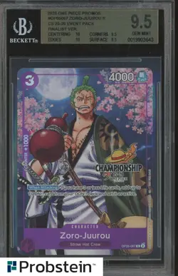 2025 One Piece Promos EN CS 25-26 Finalist Black Stamp #067 Zoro Juurou BGS 9.5 - Image 1
