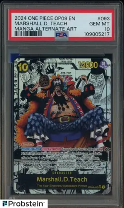 2024 One Piece OP09 EN Manga Alternate Art #093 Marshall D Teach PSA 10 - Image 1