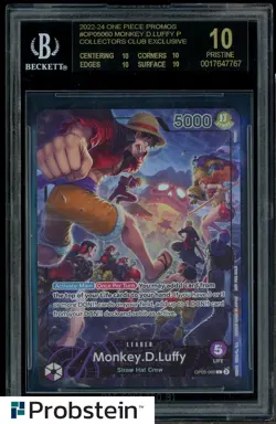 2025 One Piece Promos OP05060 Monkey D. Luffy Collecor's Club BGS 10 BLACK LABEL - Image 1