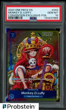 2024 One Piece EN Convention Exclusive Foil #043 Monkey D. Luffy PSA 10 GEM MINT - Image 1