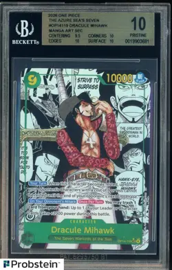 2025 One Piece The Azure Sea's Seven EN #OP14119 Dracule Mihawk Manga BGS 10 - Image 1