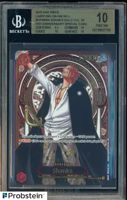 2025 One Piece Carrying On His Will OP09004 Shanks Gold 3rd Anniversary BGS 10 - Image 1