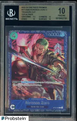2022-24 One Piece Promos Treasure Cup 2024 Top 64 Prize Roronoa Zoro C BGS 10 - Image 1