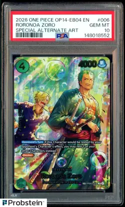 2026 One Piece OP14-EB04 EN Special Alternate Art #006 Roronoa Zoro PSA 10 - Image 1