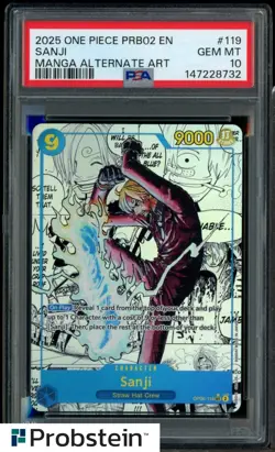 2025 One Piece PRB02 EN Manga Alternate Art #119 Sanji PSA 10 GEM MINT - Image 1