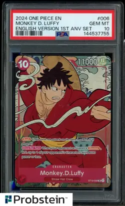 2024 One Piece EN English Version 1st Anniversary Set #006 Monkey D Luffy PSA 10 - Image 1