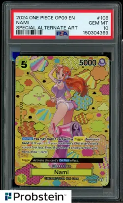 2024 One Piece OP09 EN Special Alternate Art #106 Nami PSA 10 GEM MINT - Image 1