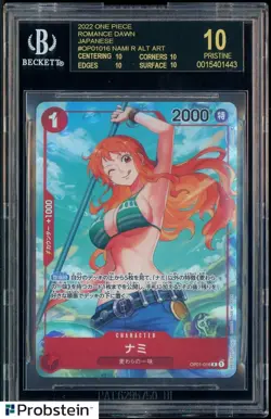 2022 One Piece Romance Dawn Japanese #OP01016 Nami R BGS 10 BLACK LABEL - Image 1