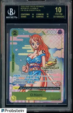 2025 One Piece Promos 101 O-Nami Championships 25-26 Event BGS 10 BLACK LABEL - Image 1