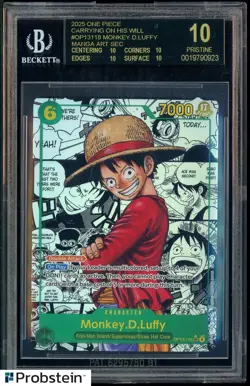 2025 One Piece Carrying/Will OP13118 Monkey D. Luffy Manga BGS 10 BLACK LABEL - Image 1