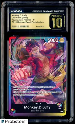 2025 One Piece Monkey D. Luffy 3rd Anvrsry Partcptn Tour. Promo CGC 10 PRISTINE - Image 1