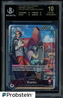 2025 One Piece Promos OP09001 Shanks L Collecor's Club BGS 10 BLACK LABEL - Image 1