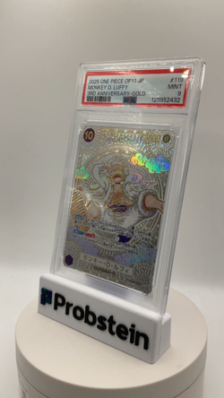 2025 ONE PIECE JPN OP11 MONKEY D. LUFFY 3RD ANNIV. GOLD OP05 119 JAPANESE PSA 9 - Image 2